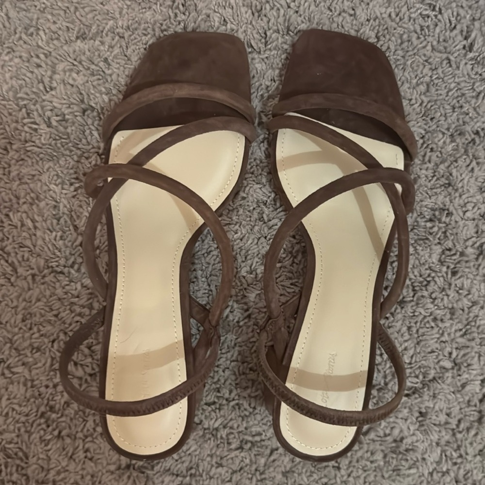 & Other Stories Sandals Brown Neutral Square Heel Strappy size 10